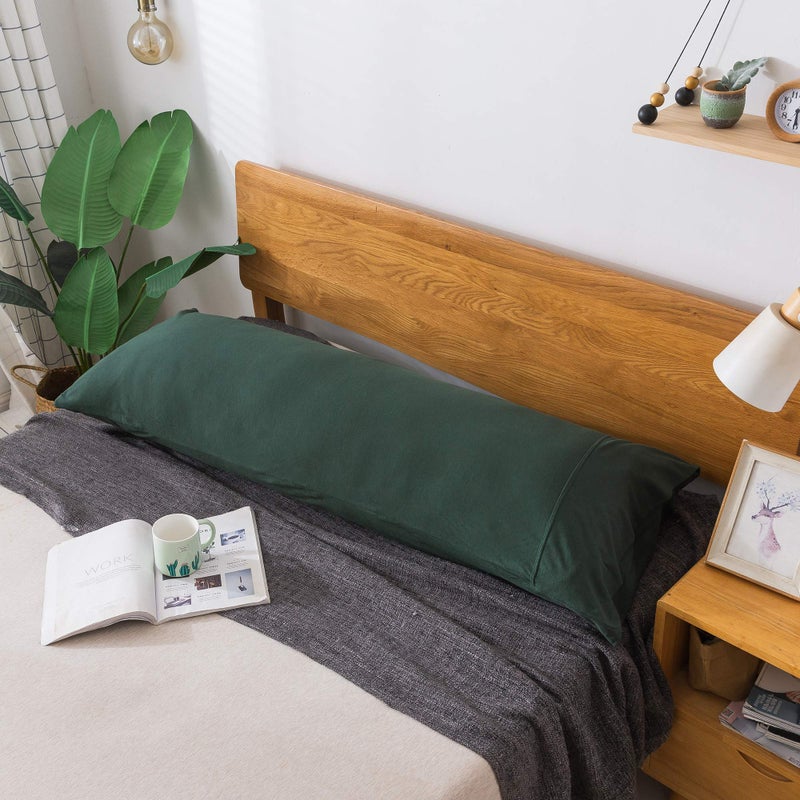 H HOUSEHOLD Household 100% Jersey Cotton Pillowcase 20â€x54â€-Light Weight, Comfortable, Super Soft Pillow Case with Envelope Closure Extremely Durable(Dark Green, Body Size Pillowcase) - Image 3